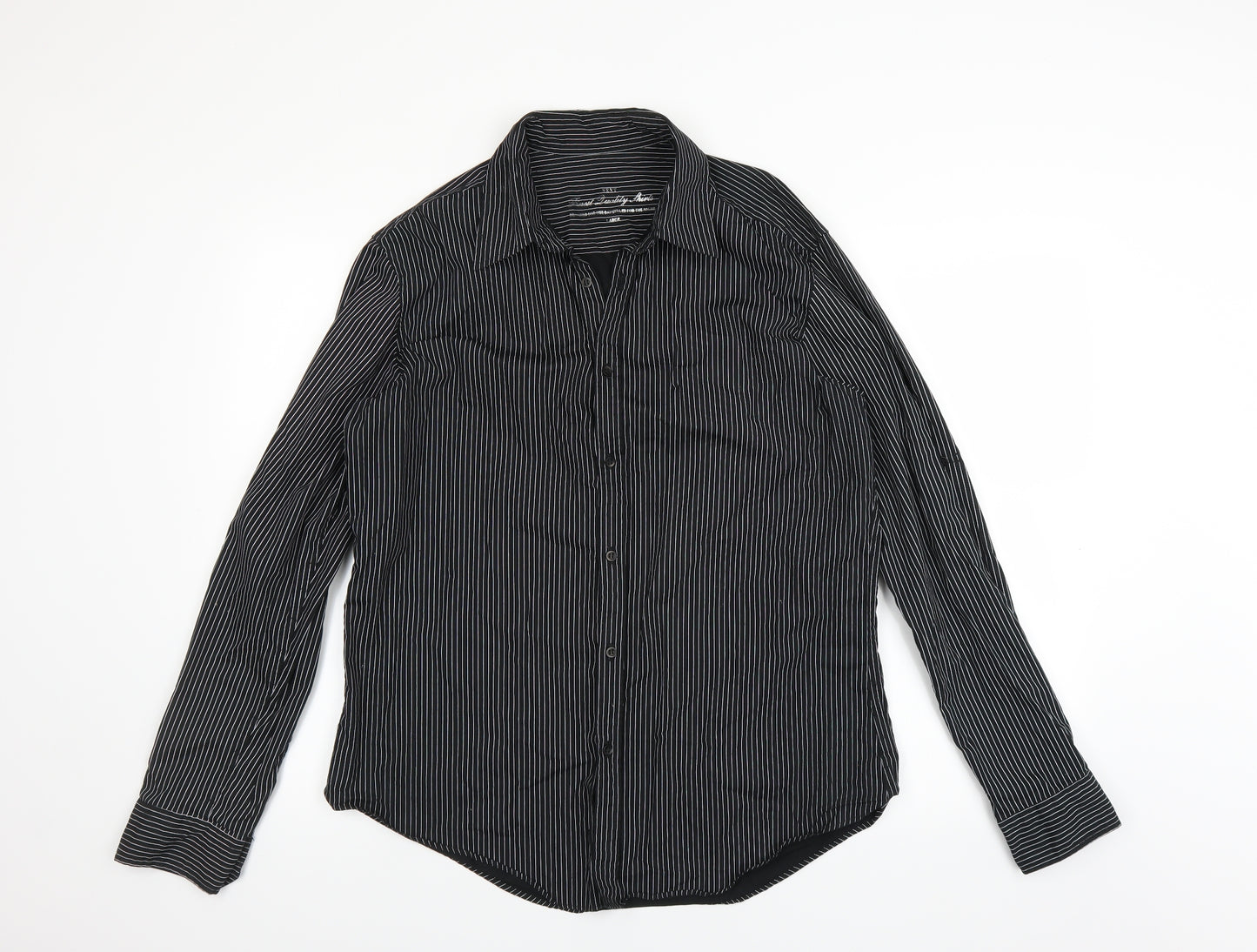 NEXT Mens Black Striped   Dress Shirt Size L