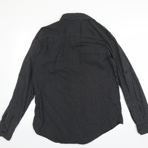 NEXT Mens Black Striped   Dress Shirt Size L
