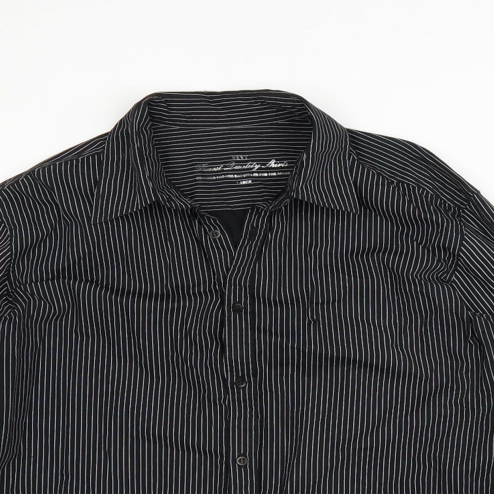 NEXT Mens Black Striped   Dress Shirt Size L