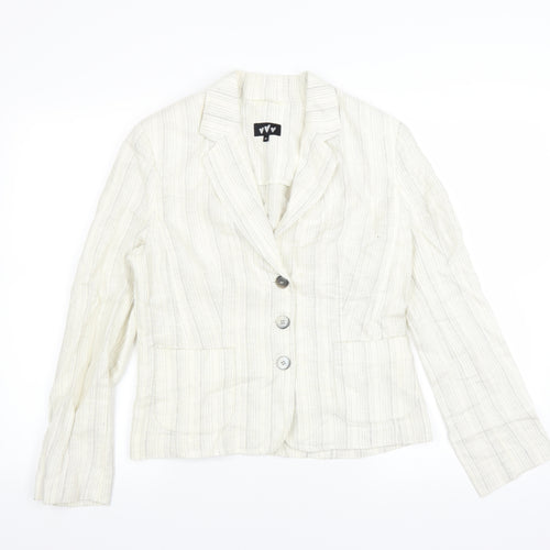 Marks and Spencer Womens Ivory Striped  Jacket Suit Jacket Size 10