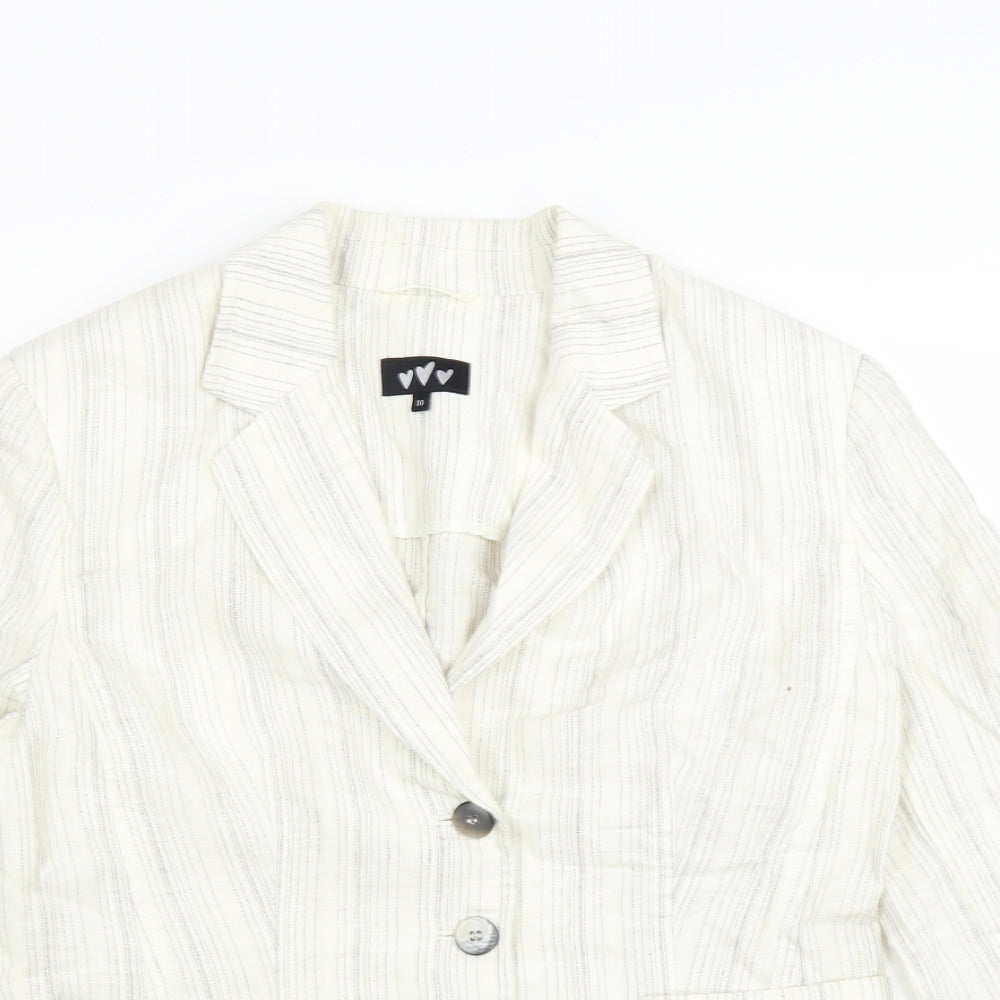 Marks and Spencer Womens Ivory Striped  Jacket Suit Jacket Size 10