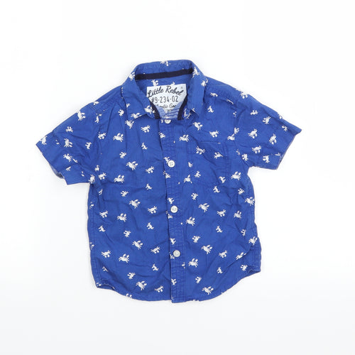Little Rebel Boys Blue   Basic Button-Up Size 18-24 Months  - crab print