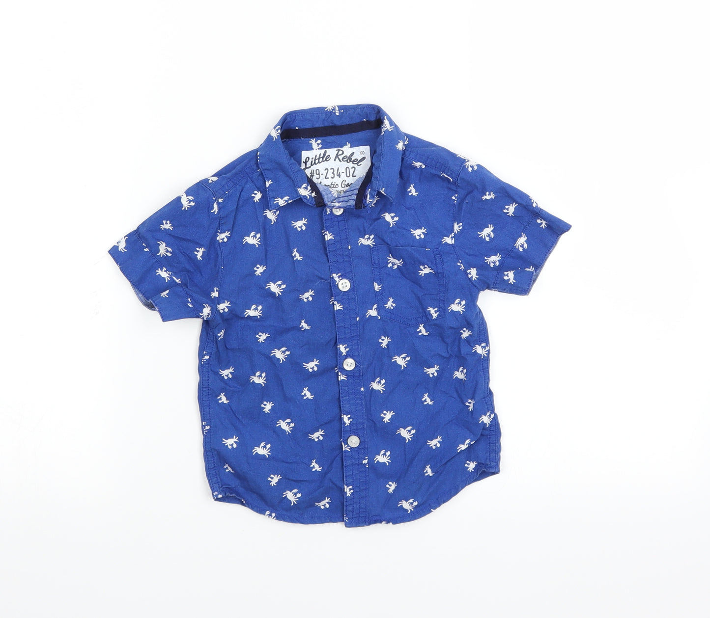 Little Rebel Boys Blue   Basic Button-Up Size 18-24 Months  - crab print