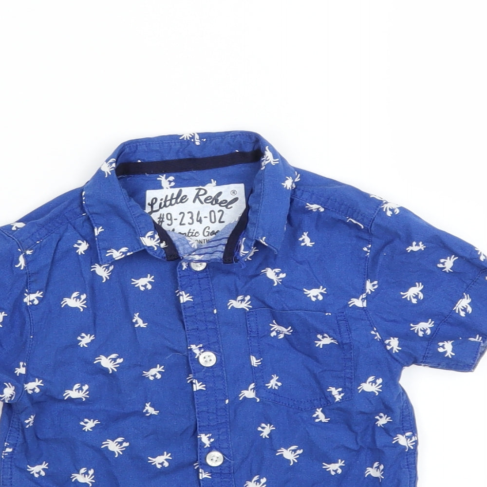 Little Rebel Boys Blue   Basic Button-Up Size 18-24 Months  - crab print