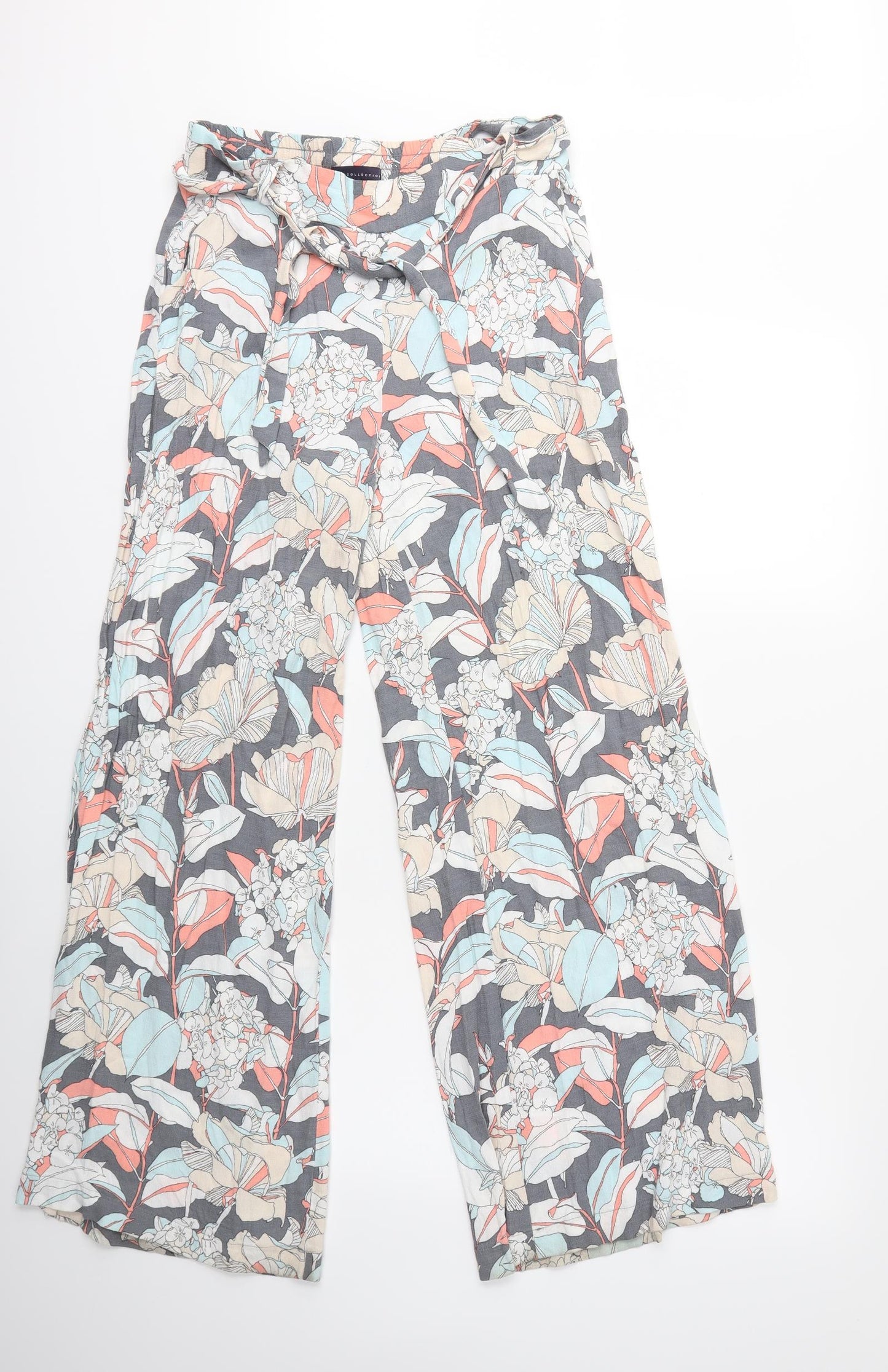 Marks and Spencer Womens Grey Floral  Trousers  Size 12 L30 in