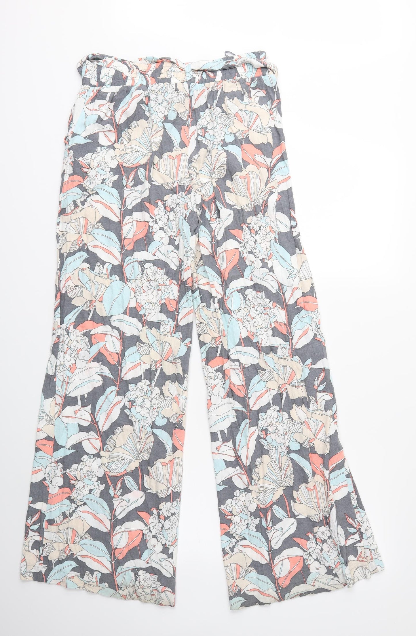 Marks and Spencer Womens Grey Floral  Trousers  Size 12 L30 in