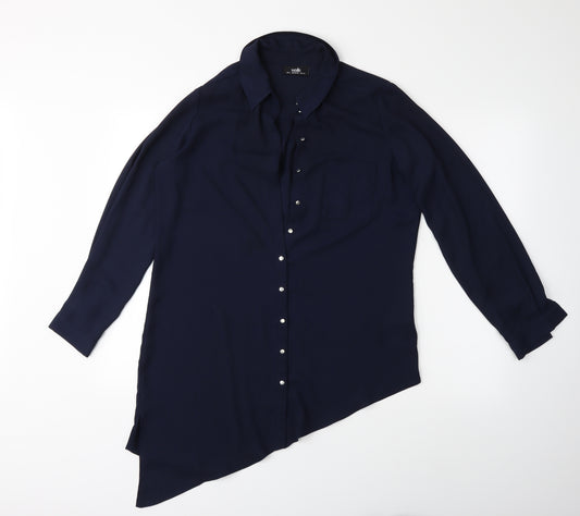 Front view of Wallis women’s blue basic blouse, size S