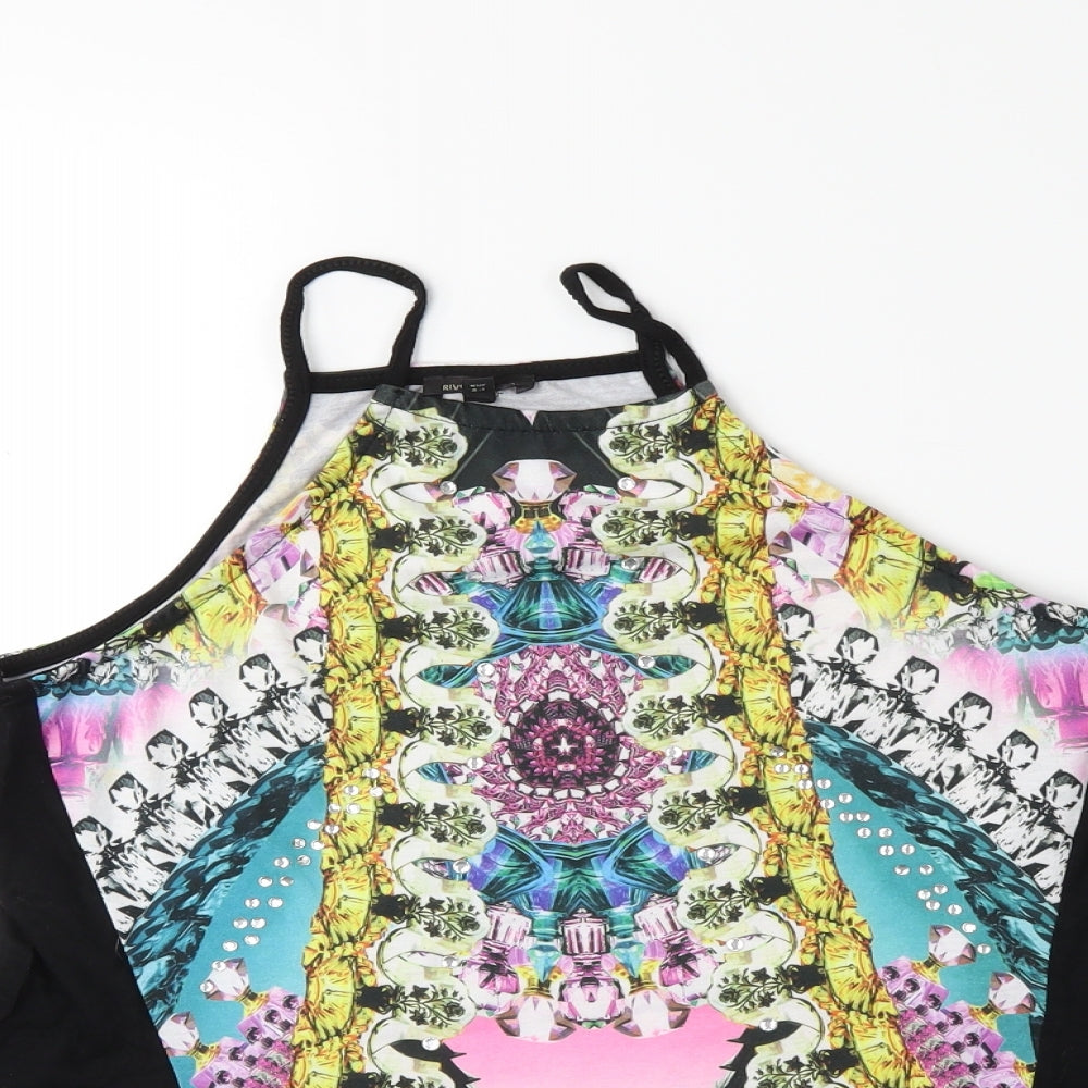 River Island Womens Black Floral  Basic Tank Size 8
