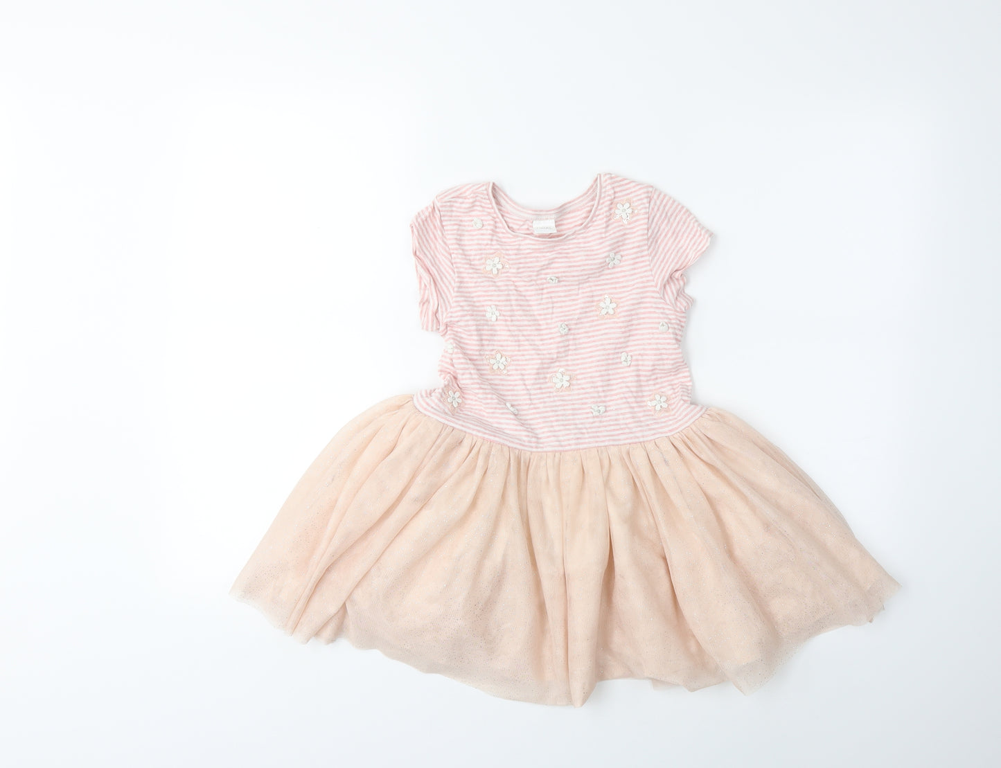 NEXT Girls Pink Striped  Tutu Dress  Size 4-5 Years