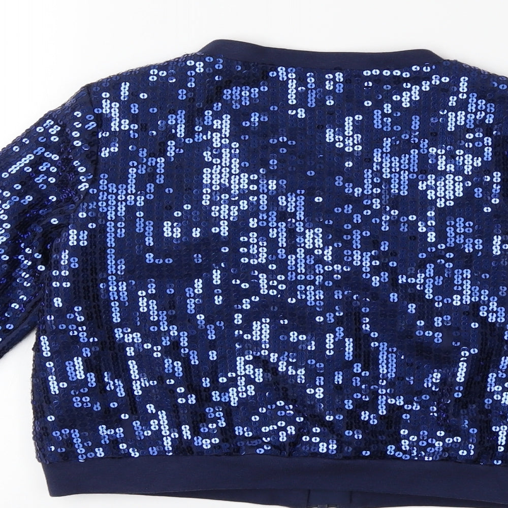 Monsoon Girls Blue   Bomber Jacket Coat Size 7-8 Years