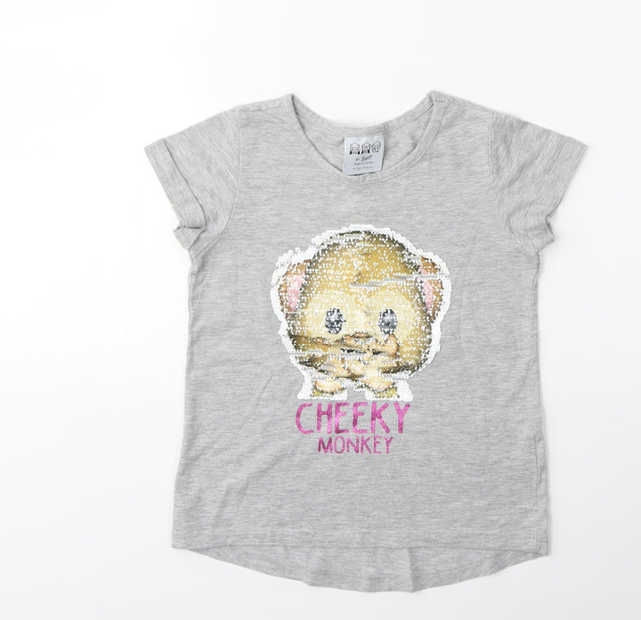 Young Dimension Girls Grey   Basic T-Shirt Size 6-7 Years