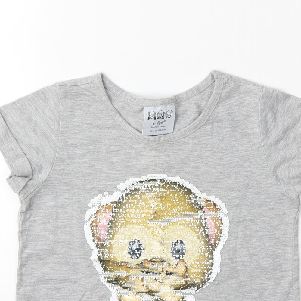 Young Dimension Girls Grey   Basic T-Shirt Size 6-7 Years