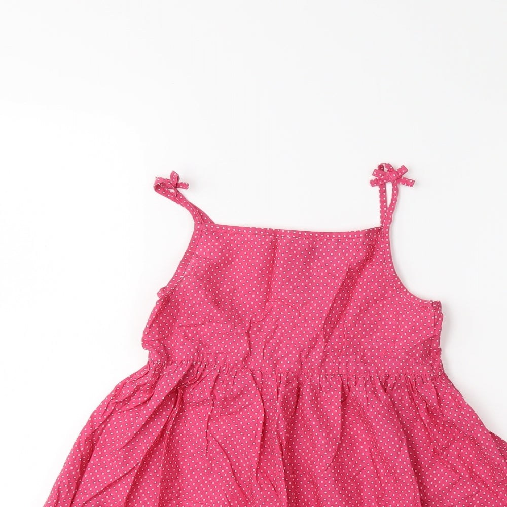 Primark Girls Pink Polka Dot  Fit & Flare  Size 6-7 Years