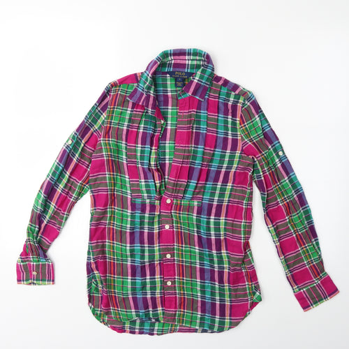 Ralph Lauren Girls Purple Check  Basic Button-Up Size 12 Years