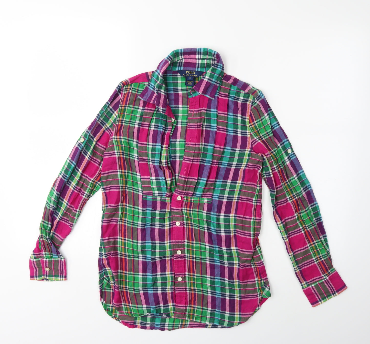 Ralph Lauren Girls Purple Check  Basic Button-Up Size 12 Years