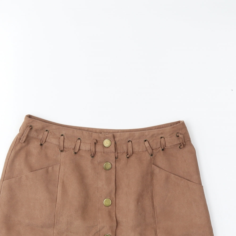 Boohoo Womens Brown   A-Line Skirt Size 10
