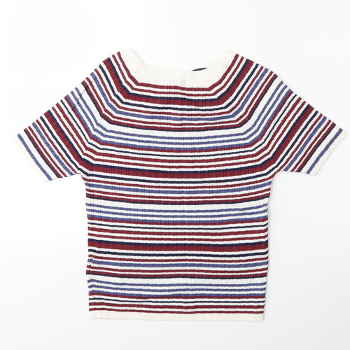 H&M Womens Red Striped Knit Pullover Jumper Size M