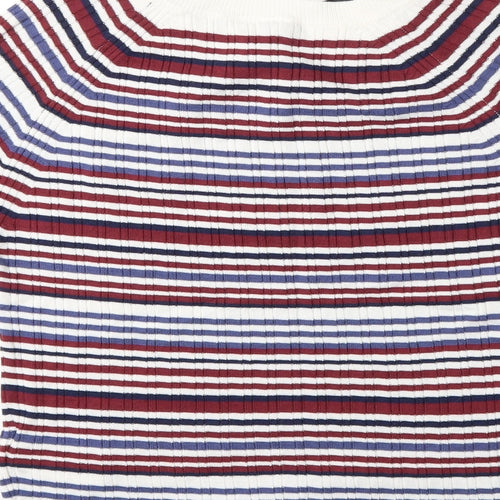 H&M Womens Red Striped Knit Pullover Jumper Size M