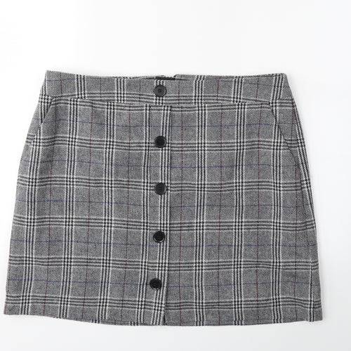 Marks and Spencer Womens Grey Check  A-Line Skirt Size 16
