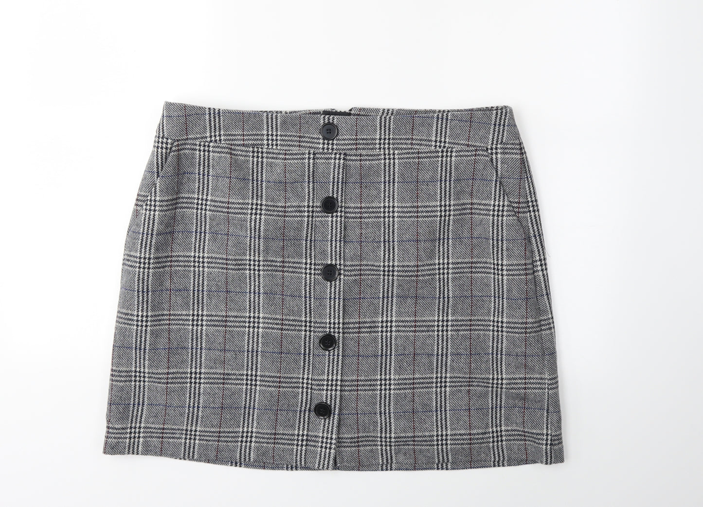 Marks and Spencer Womens Grey Check  A-Line Skirt Size 16