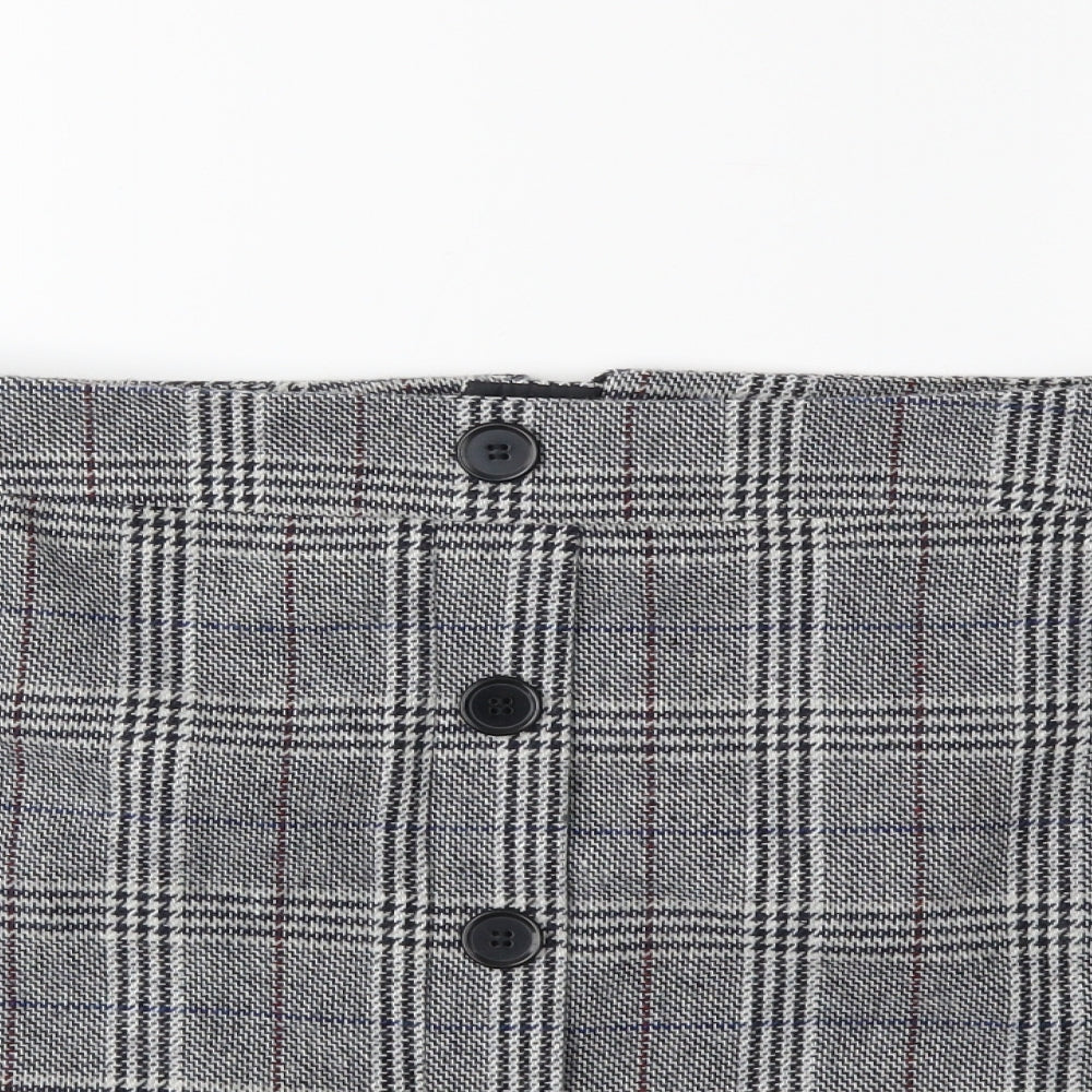Marks and Spencer Womens Grey Check  A-Line Skirt Size 16