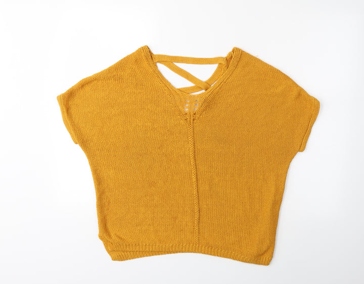 F&F Womens Yellow  Knit Pullover Jumper Size 10