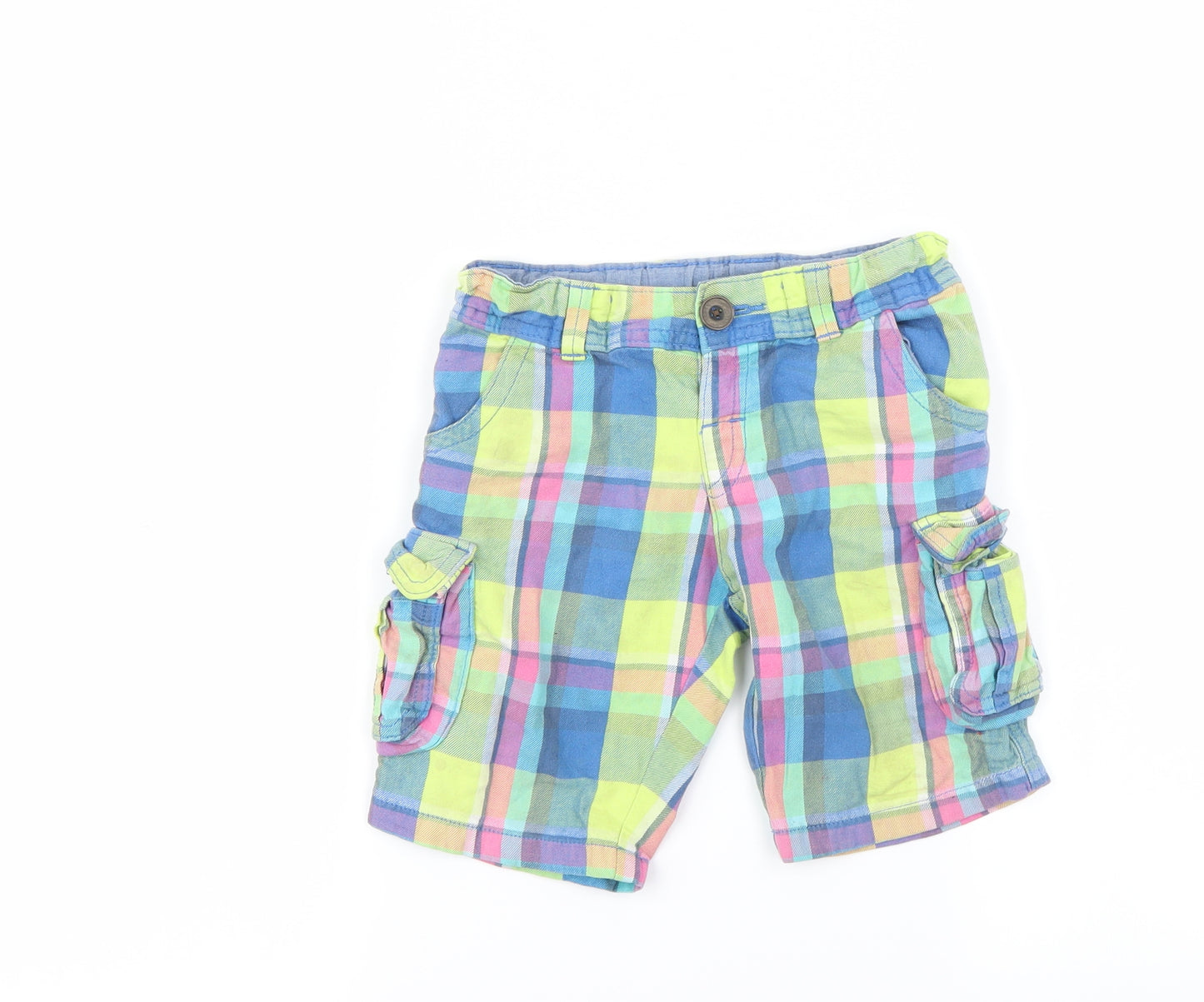 Preworn Boys Green Check  Chino Shorts Size 4-5 Years
