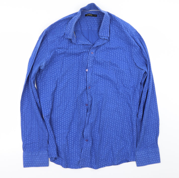 Defacto Mens Blue Button-Up Size L