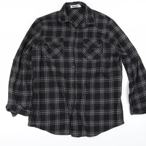Abollria  Mens Black Check   Button-Up Size XL