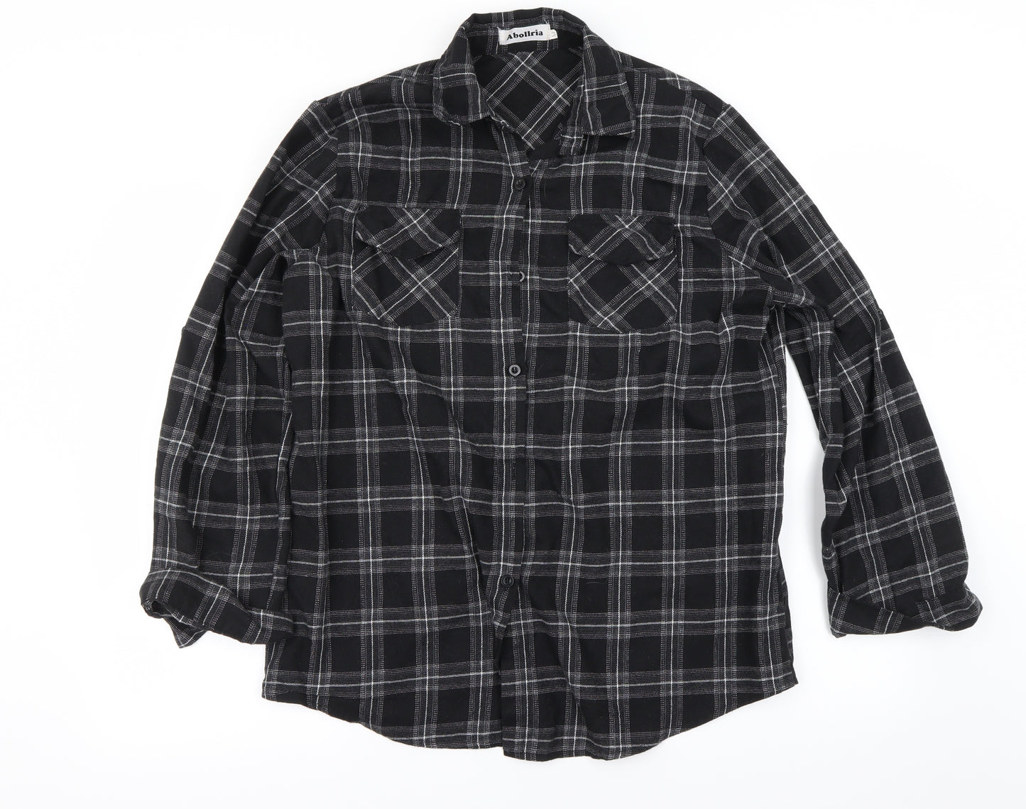 Abollria  Mens Black Check   Button-Up Size XL