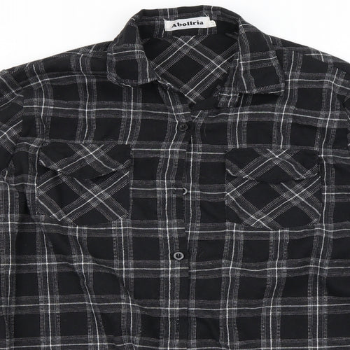 Abollria  Mens Black Check   Button-Up Size XL