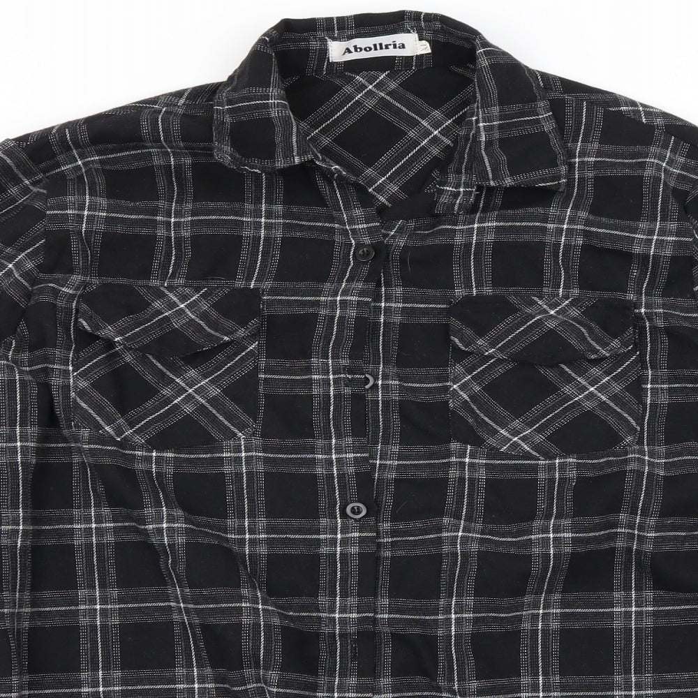 Abollria  Mens Black Check   Button-Up Size XL