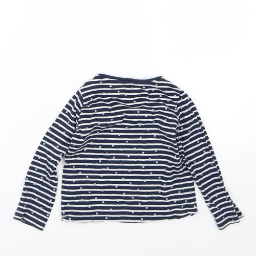 F&F Girls Blue Striped Jersey Basic T-Shirt Size 12-18 Months