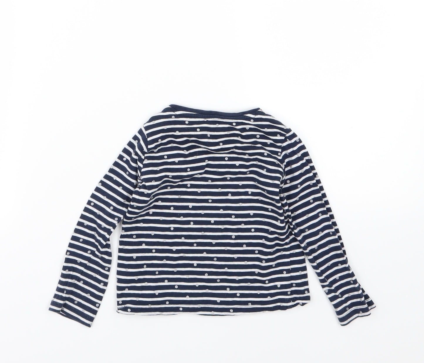 F&F Girls Blue Striped Jersey Basic T-Shirt Size 12-18 Months