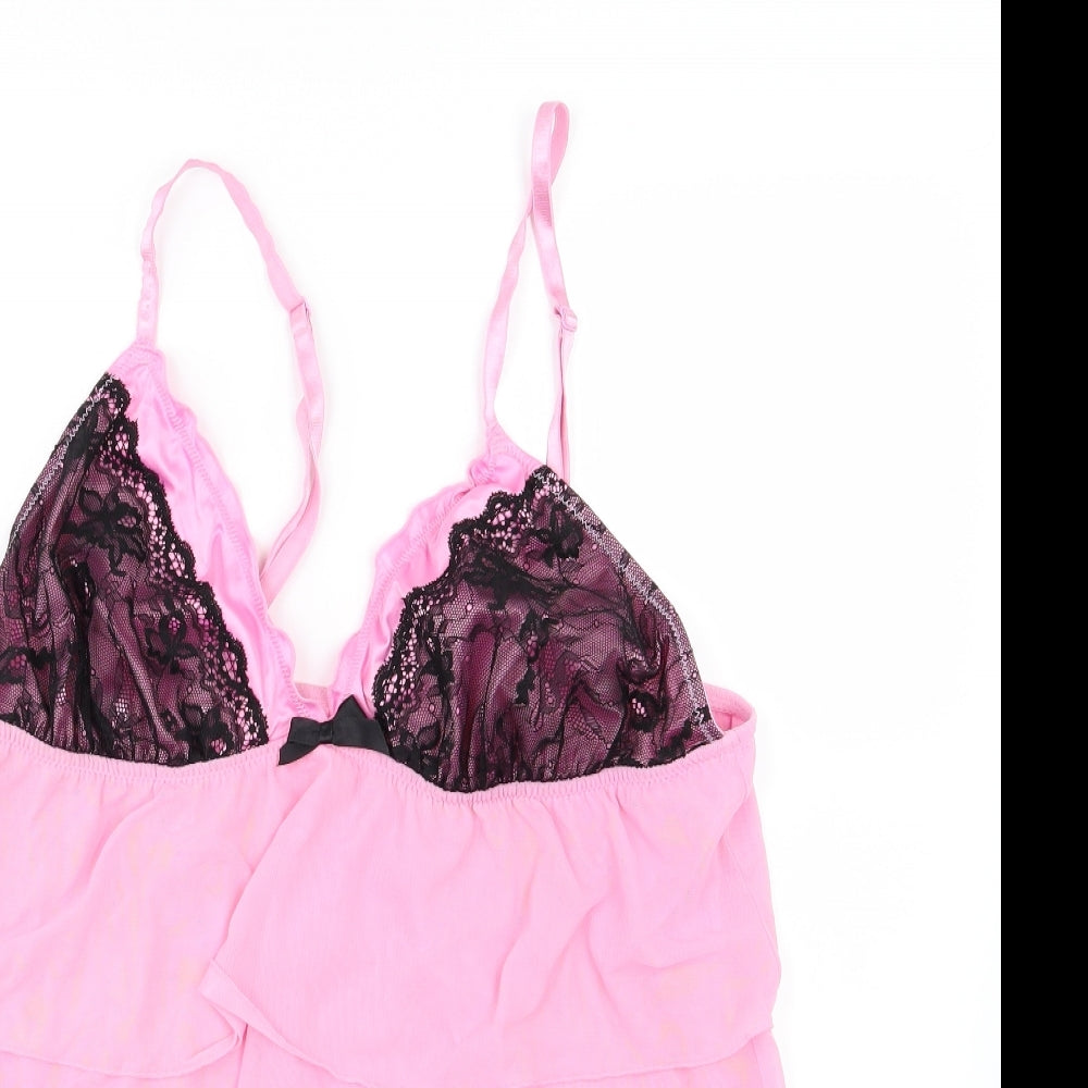 Ann Summers Womens Pink  Mesh Babydoll Pyjama Top Size 20