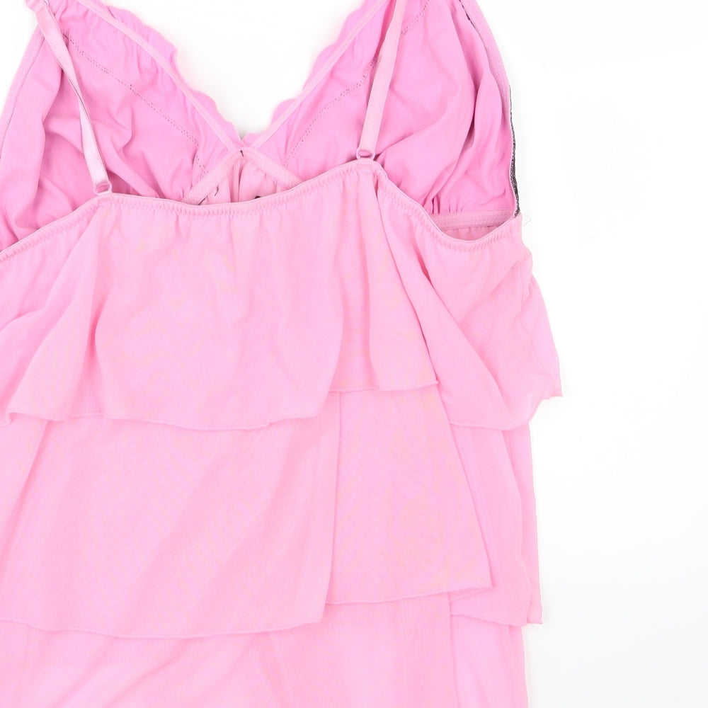 Ann Summers Womens Pink  Mesh Babydoll Pyjama Top Size 20