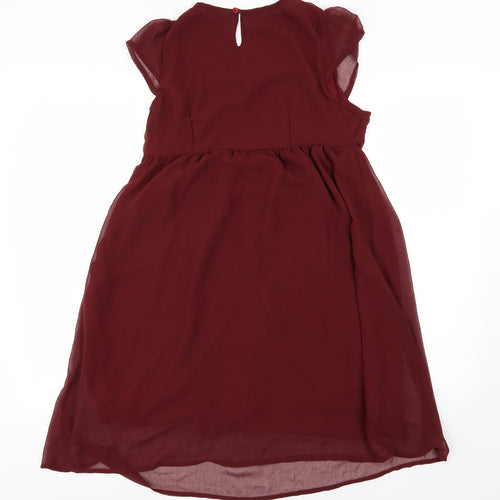 Kushi Womens Red Floral Chiffon A-Line  Size 10