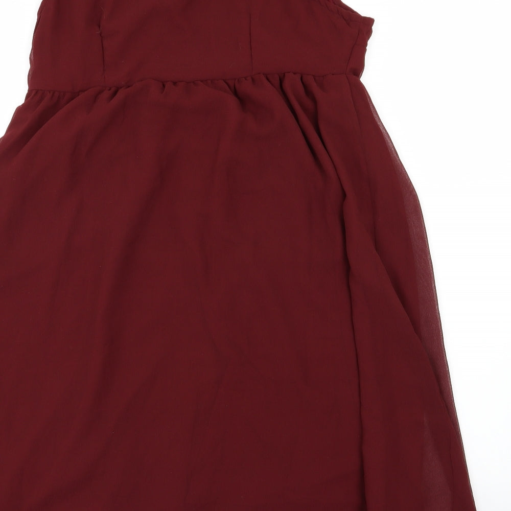 Kushi Womens Red Floral Chiffon A-Line  Size 10