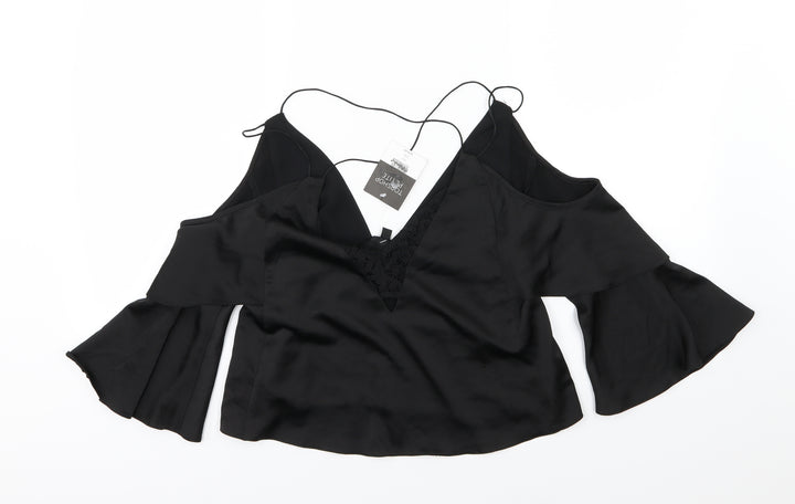 Topshop Womens Black Cropped Blouse Size 4