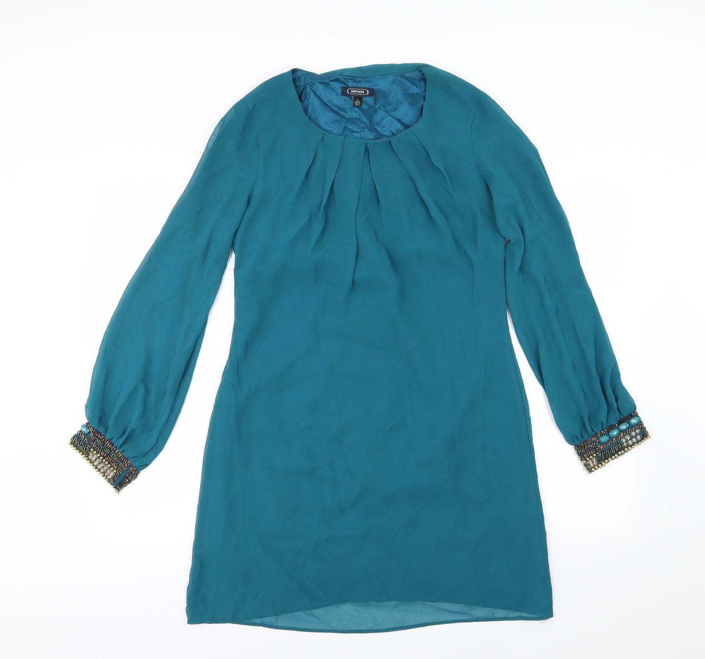 Amphora Womens Blue  Chiffon A-Line  Size 10