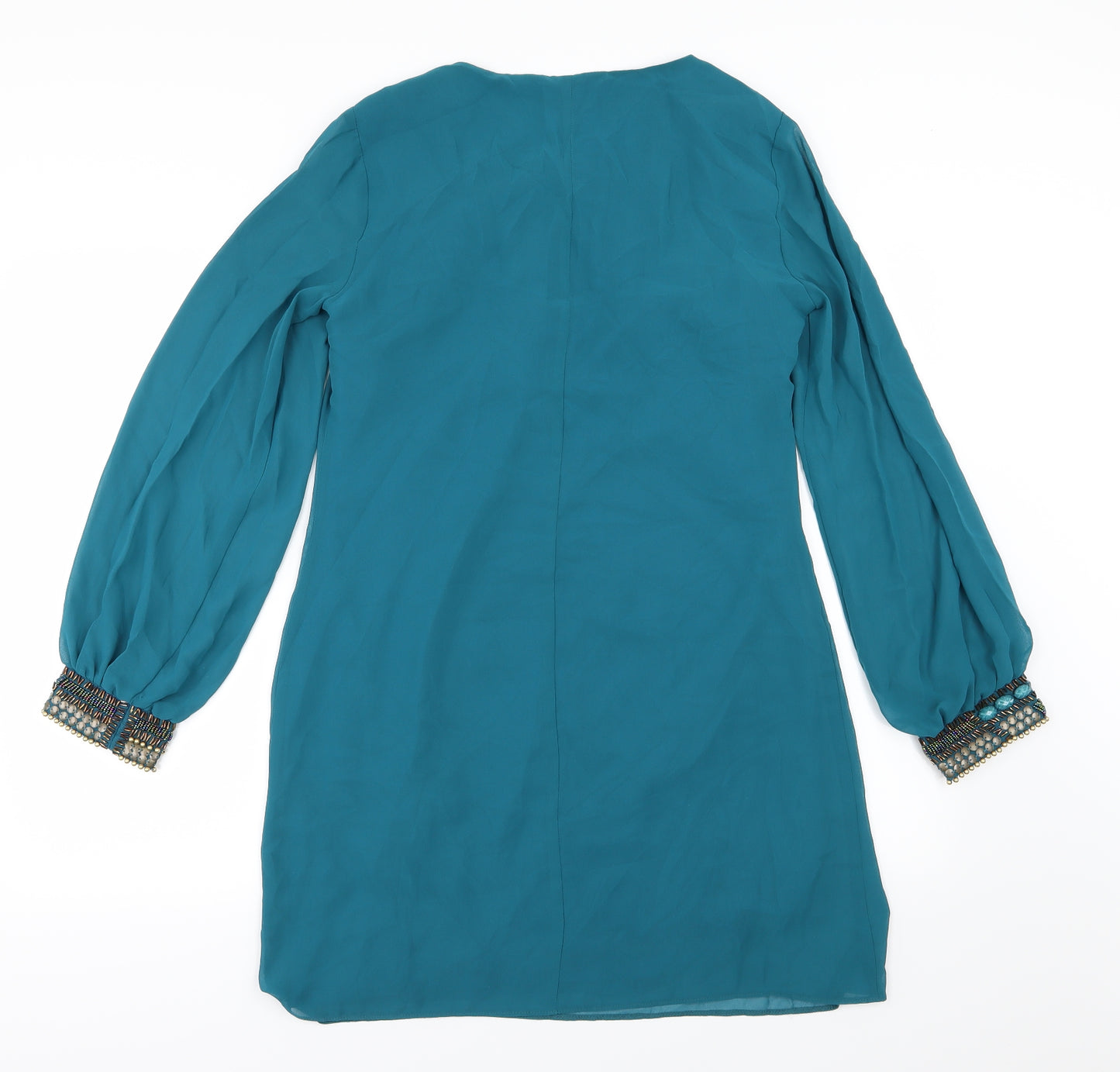 Amphora Womens Blue  Chiffon A-Line  Size 10