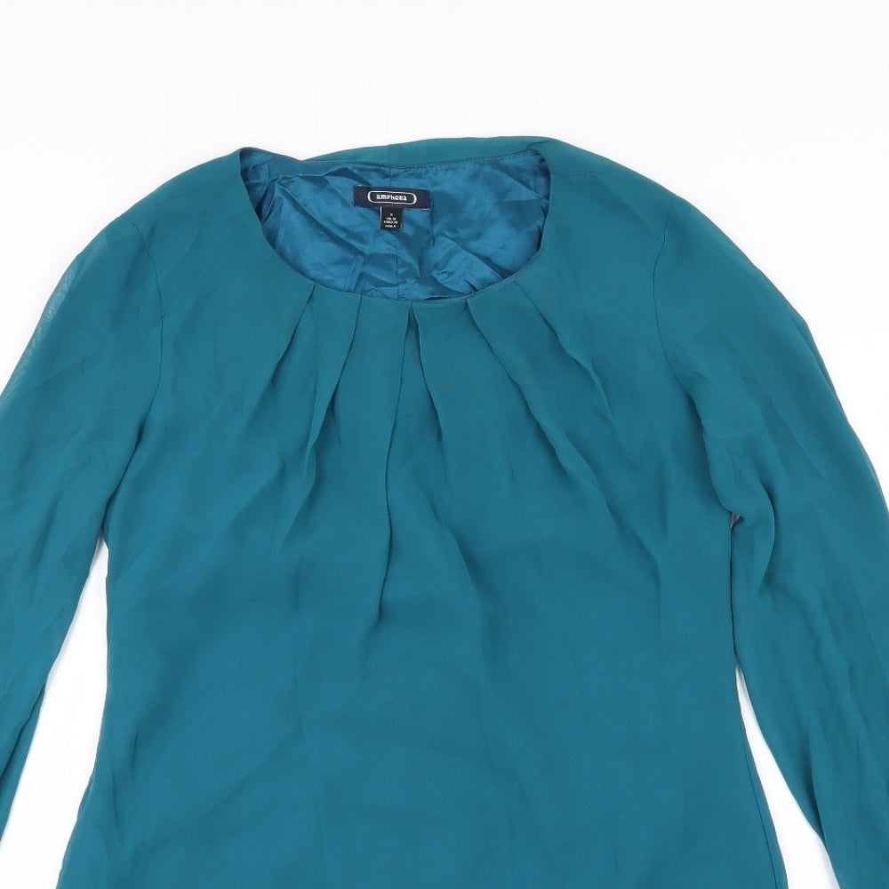 Amphora Womens Blue  Chiffon A-Line  Size 10