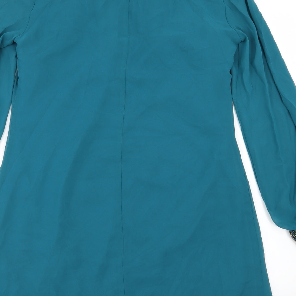 Amphora Womens Blue  Chiffon A-Line  Size 10