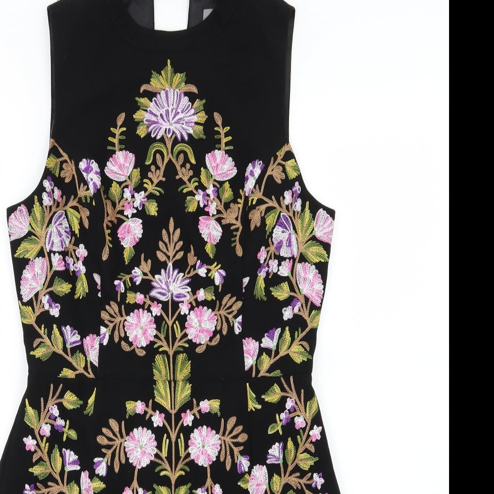 Oasis Womens Black Floral  Pencil Dress  Size 10