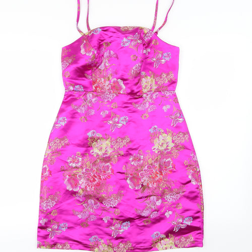 New Look Womens Pink Floral  Mini  Size 8