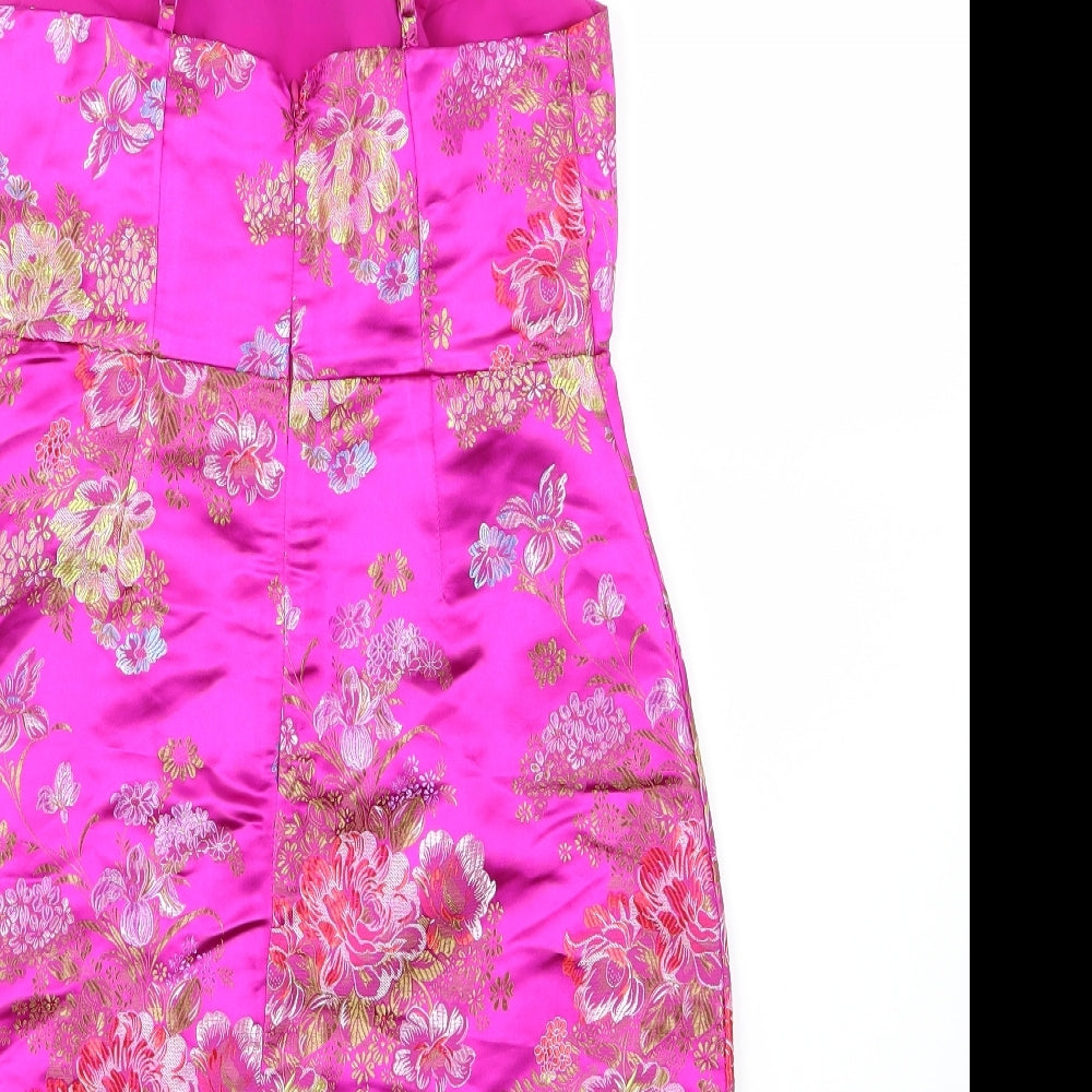 New Look Womens Pink Floral  Mini  Size 8