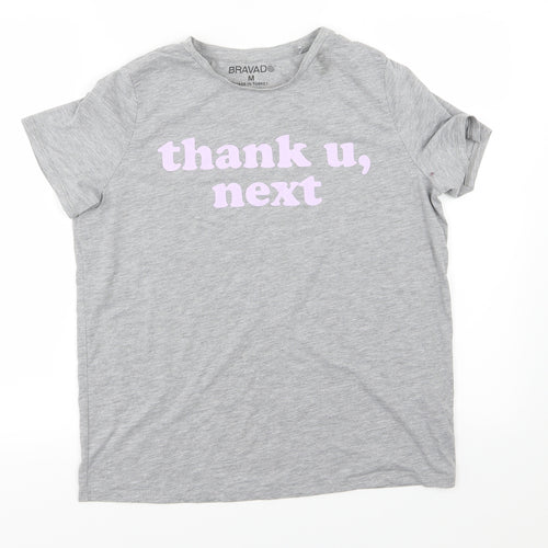 Bravado Womens Grey  Jersey Basic T-Shirt Size M  - Thank U, next