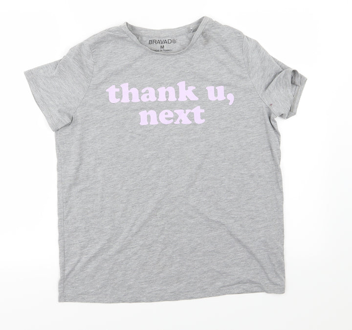 Bravado Womens Grey Jersey Basic T-Shirt Size M - Thank U, next