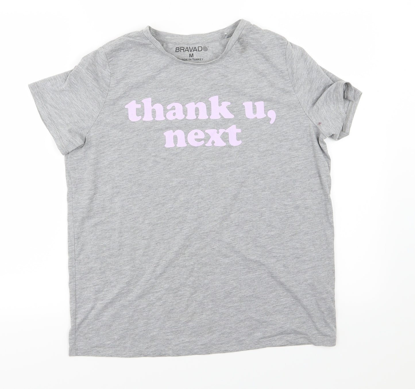 Bravado Womens Grey  Jersey Basic T-Shirt Size M  - Thank U, next
