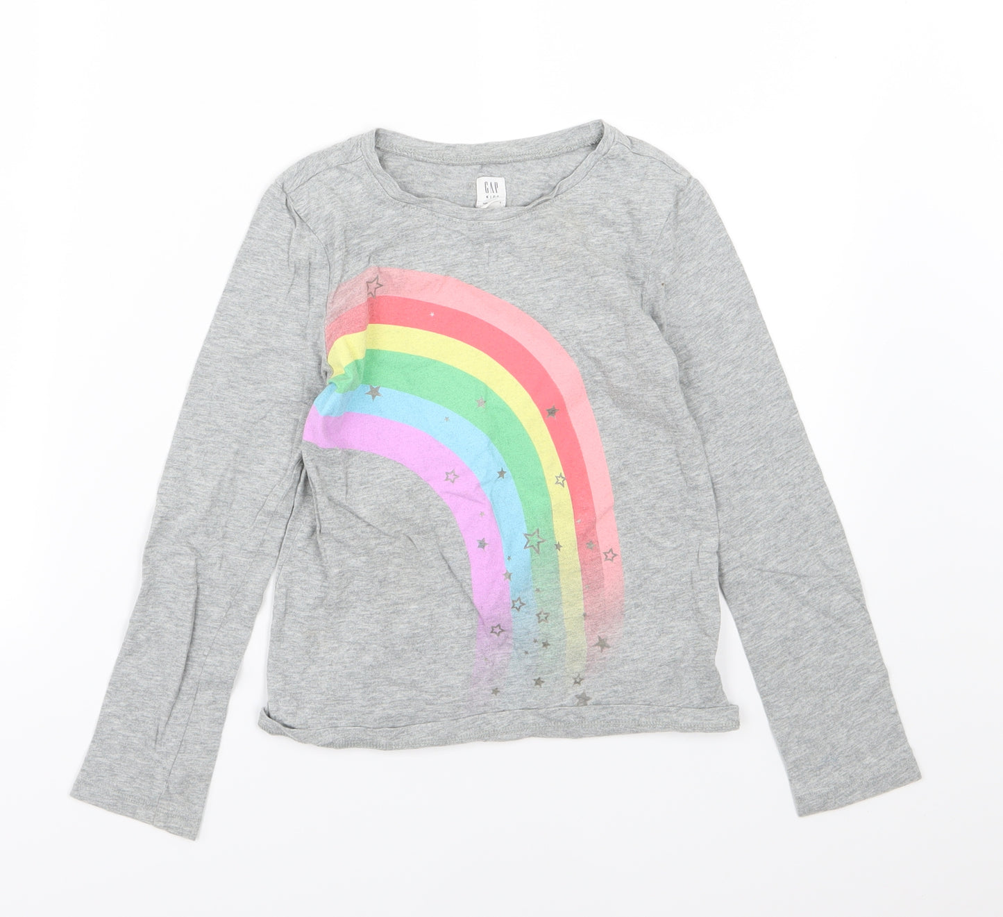 Gap Girls Grey  Jersey Basic T-Shirt Size 8-9 Years  - Rainbow
